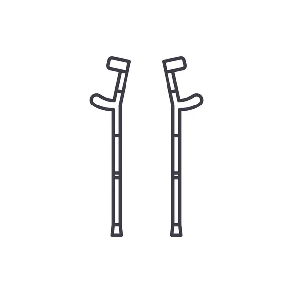 Crutches line icon concept. Crutches vector linear illustration, symbol, sign — Stock Vector