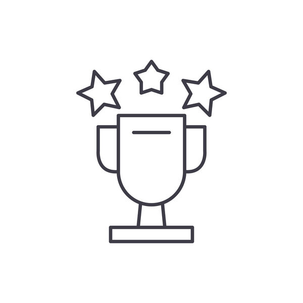 Cup awards line icon concept. Cup awards vector linear illustration, symbol, sign