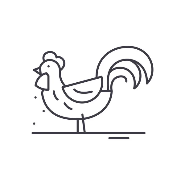 Cute cock line icon concept. Cute cock vector linear illustration, symbol, sign — Stock Vector