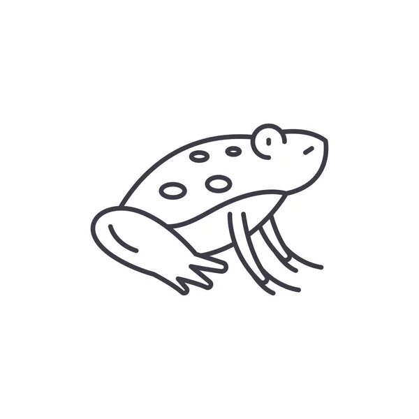 귀여운 개구리 선 아이콘 개념입니다. 귀여운 개구리 벡터 선형 삽화, 상징, 기호 — 스톡 벡터