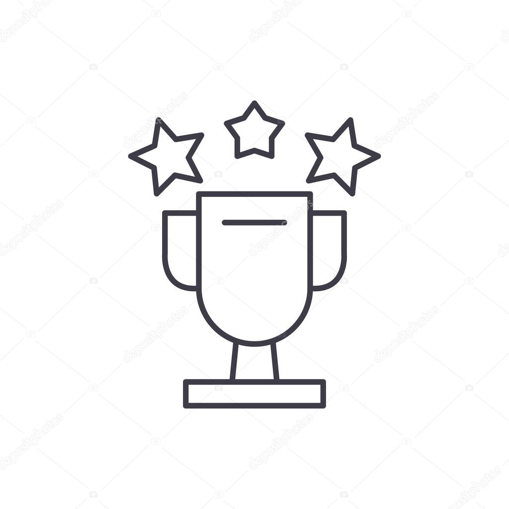 Cup awards line icon concept. Cup awards vector linear illustration, symbol, sign