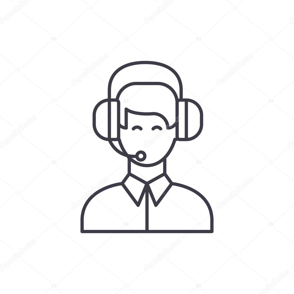 Customer support line icon concept. Customer support vector linear illustration, symbol, sign