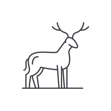 Geyik satırı simgesi kavramı. Geyik vektör lineer illüstrasyon, sembol, işareti