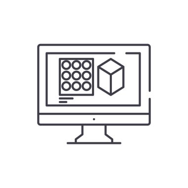 Satırı simgesi konsept tasarımı tasarım. Tasarım tasarlama doğrusal vektör çizim, sembol, işareti