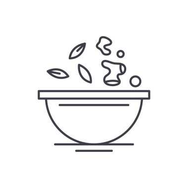 Diyet gıda satırı simgesi kavramı. Diyet gıda vektör lineer illüstrasyon, sembol, işareti