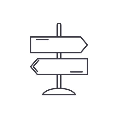 Seyahat hattı simgesi kavramı yönünü. Seyahat vektör lineer illüstrasyon, sembol, işareti yönünü