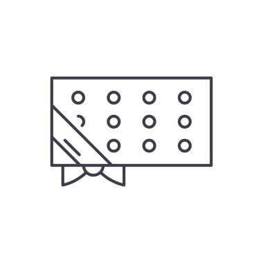 İndirim kupon satırı simgesi kavramı. İndirim kupon vektör lineer illüstrasyon, sembol, işareti