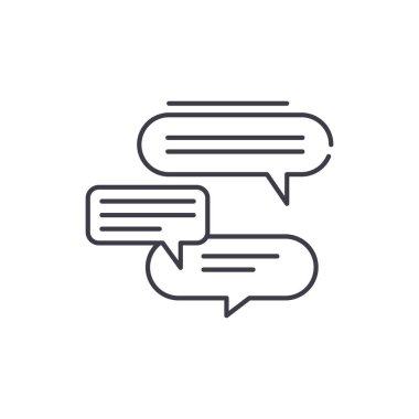 Tartışma satırı simgesi kavramı. Tartışma vektör lineer illüstrasyon, sembol, işareti