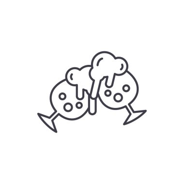 İçki bira satırı simgesi kavramı. İçki bira vektör lineer illüstrasyon, sembol, işareti