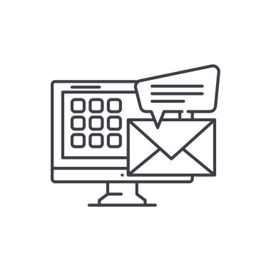 E posta satırı simgesi kavramı. E posta vektör lineer illüstrasyon, sembol, işareti