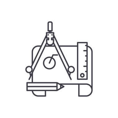 Mühendislik proje satırı simgesi kavramı. Mühendislik proje vektör lineer illüstrasyon, sembol, işareti