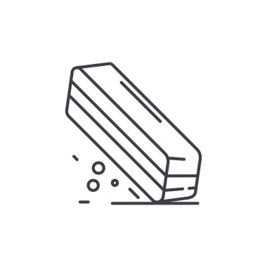 Silgi satırı simgesi kavramı. Silgi vektör lineer illüstrasyon, sembol, işareti