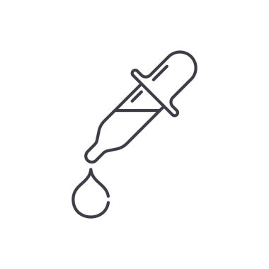 Satırı simgesi kavramı göz damlası. Göz damlası doğrusal vektör çizim, sembol, işareti