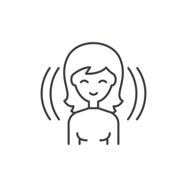 Kadın Kullanıcı satır simgesi kavramı. Kadın Kullanıcı vektör lineer illüstrasyon, sembol, işareti