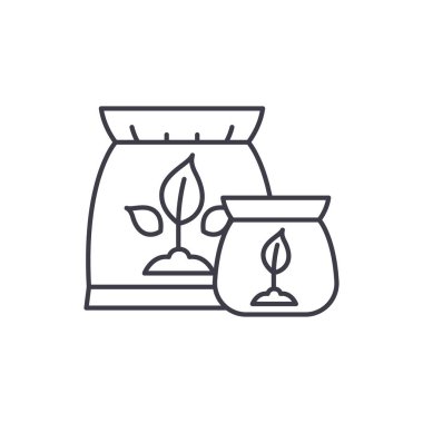 Gübre satırı simgesi kavramı. Gübre vektör lineer illüstrasyon, sembol, işareti