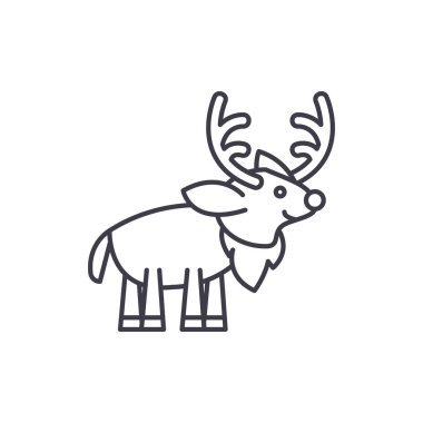Festival geyik satırı simgesi kavramı. Festival geyik vektör lineer illüstrasyon, sembol, işareti