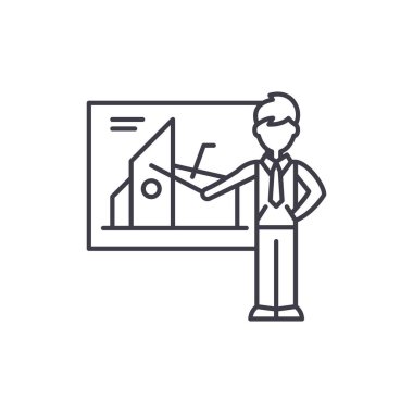 Mali sunu satırı simgesi kavramı. Mali sunu vektör lineer illüstrasyon, sembol, işareti