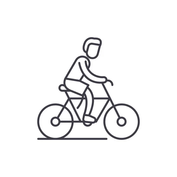 Fietsen reis lijn pictogram concept. Fietsen reis lineaire vectorillustratie, symbool, teken — Stockvector