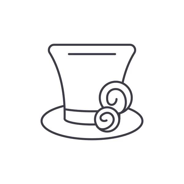 Cilinder hoed lijn pictogram concept. Lineaire vectorillustratie cilinder hoed, symbool, teken — Stockvector