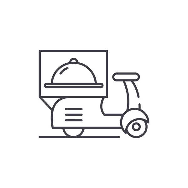 Lieferung aus Restaurants line icon concept. Lieferung von Restaurants Vektor lineare Illustration, Symbol, Zeichen — Stockvektor