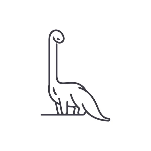 Diplodocus line ikonen koncept. Diplodocus vektor linjär illustration, symbol, underteckna — Stock vektor