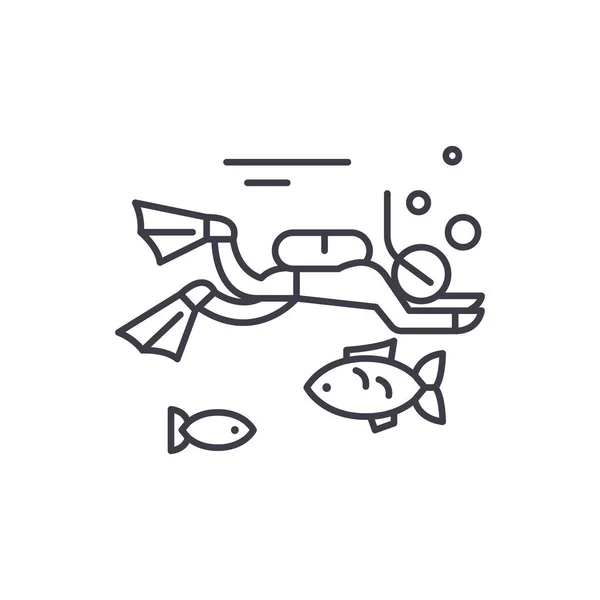 Conceito de ícone de linha de mergulho. Ilustração linear do vetor do mergulho, símbolo, sinal —  Vetores de Stock