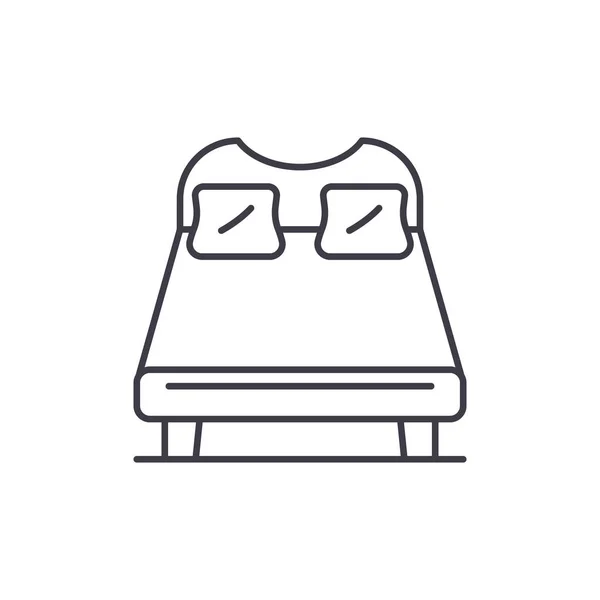 Icono de línea de cama doble concepto. Cama doble vector lineal ilustración, símbolo, signo — Archivo Imágenes Vectoriales