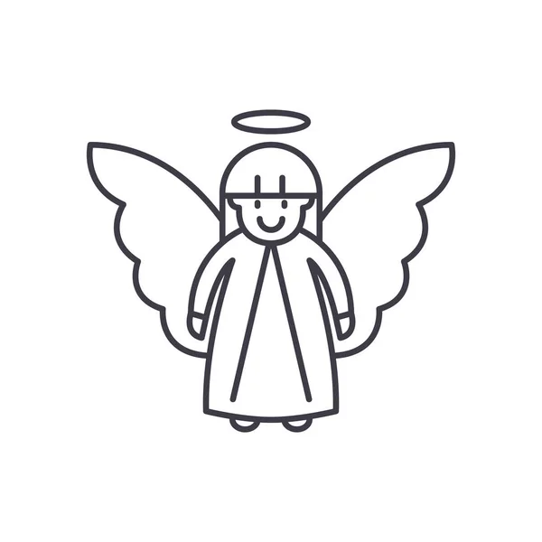 Concepto de icono de línea de ángel de Pascua. Ángel de Pascua vector lineal ilustración, símbolo, signo — Vector de stock