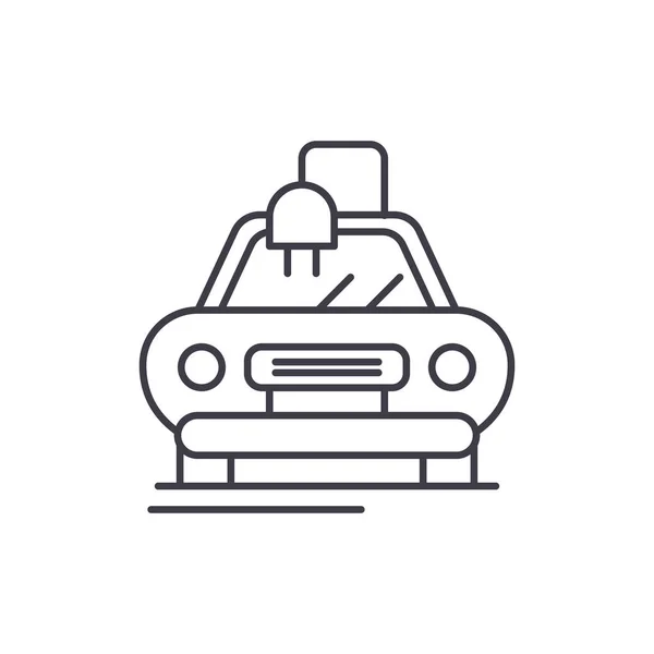 Concepto de icono de línea de coche automático eléctrico. Coche automático eléctrico vector lineal ilustración, símbolo, signo — Vector de stock