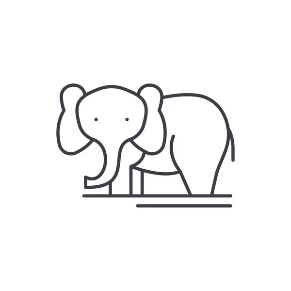 코끼리 라인 아이콘 개념입니다. 코끼리 벡터 선형 삽화, 상징, 기호 — 스톡 벡터