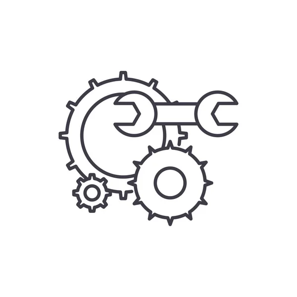 Concepto de icono de línea de soporte de ingeniería. Ingeniería soporte vector lineal ilustración, símbolo, signo — Archivo Imágenes Vectoriales