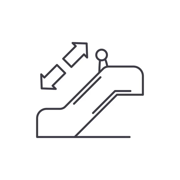 Yürüyen merdiven satırı simgesi kavramı. Yürüyen merdiven vektör lineer illüstrasyon, sembol, işareti — Stok Vektör