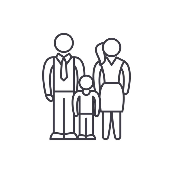 Európai családi vonalon ikon koncepció. Európai családi vektor lineáris illusztráció, szimbólum, jel — Stock Vector