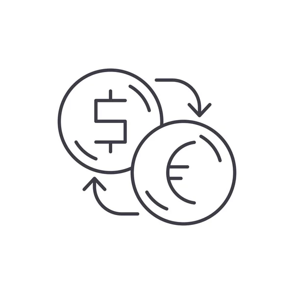 ユーロ ライン アイコン概念のためのドルの交換。ユーロのドルの交換ベクトルの線形図、シンボル、記号 — ストックベクタ