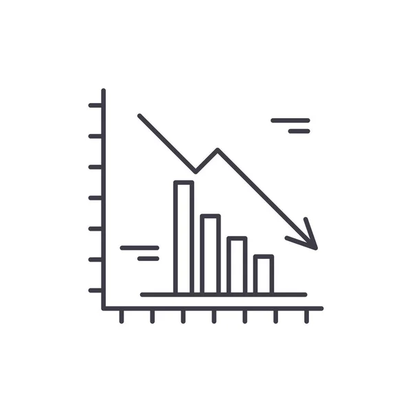 Falling markets line icon concept. Falling markets vector linear illustration, symbol, sign — Stock Vector