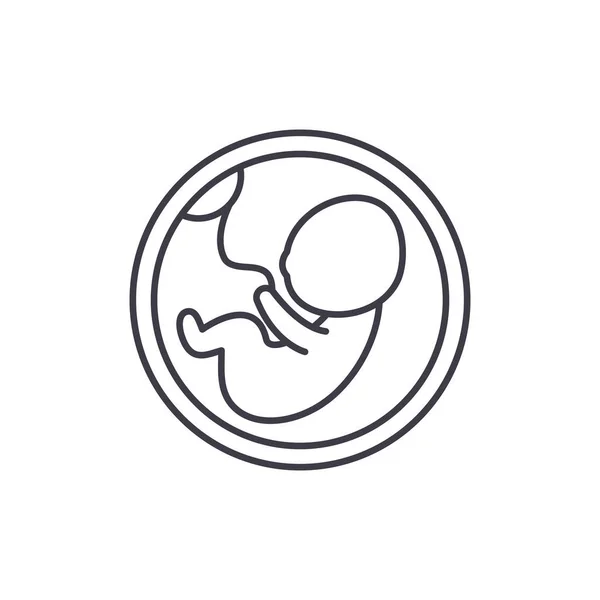 Foetus in de baarmoeder lijn pictogram concept. Foetus in de baarmoeder lineaire vectorillustratie, symbool, teken — Stockvector