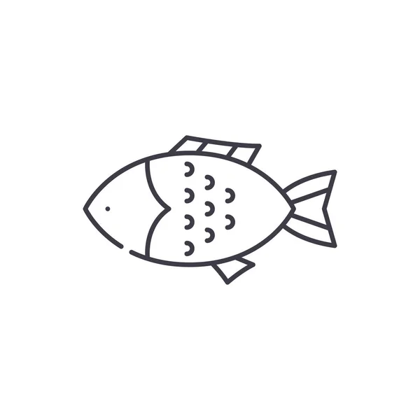 魚の線アイコンのコンセプトです。魚ベクトルの線形図、シンボル、記号 — ストックベクタ
