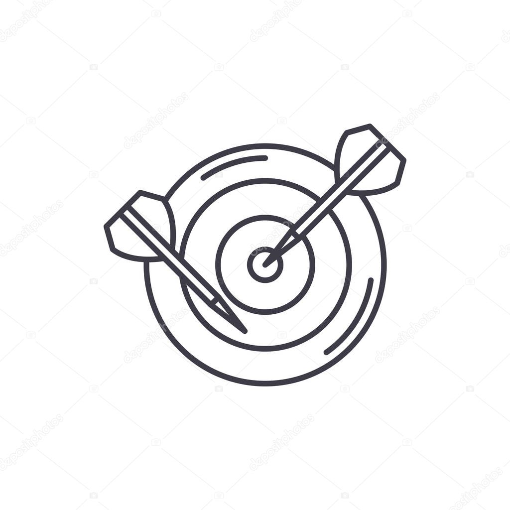 Dart line icon concept. Dart vector linear illustration, symbol, sign