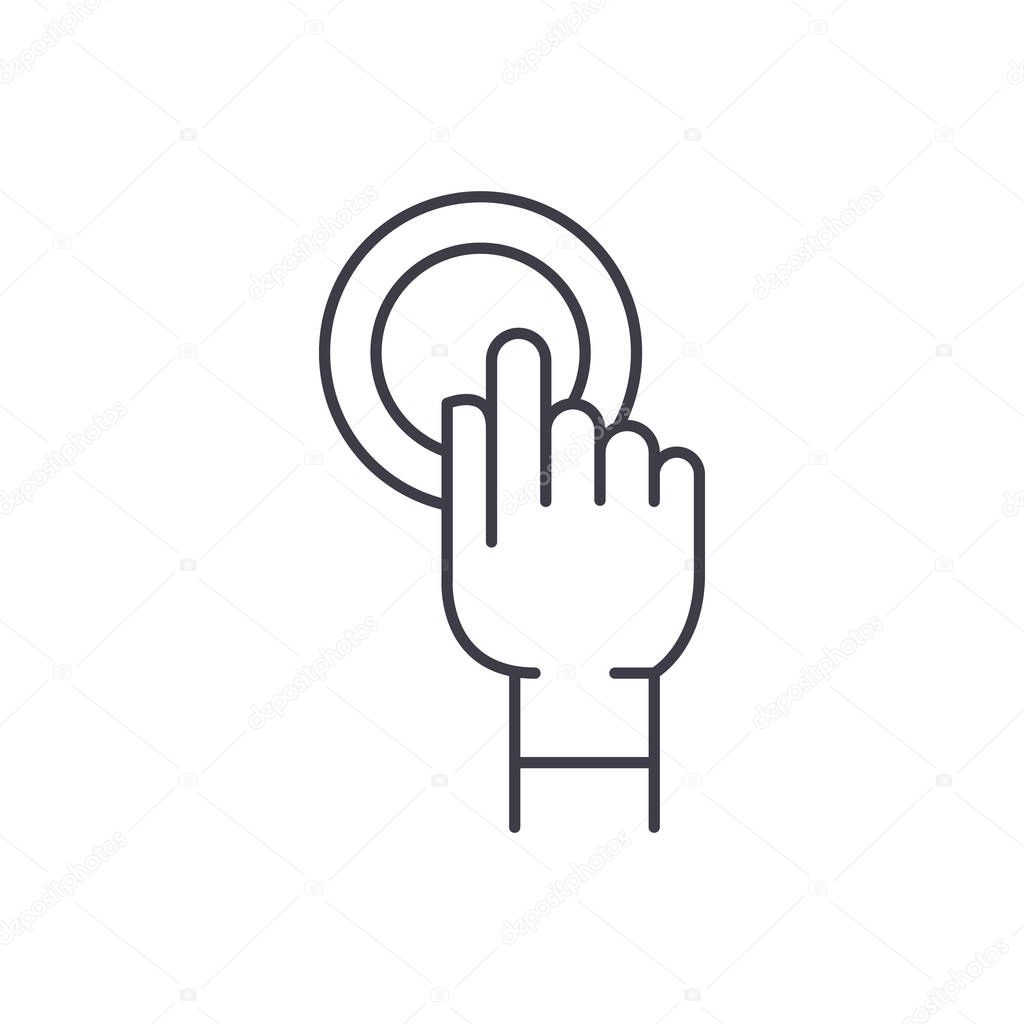 Finger touch line icon concept. Finger touch vector linear illustration, symbol, sign