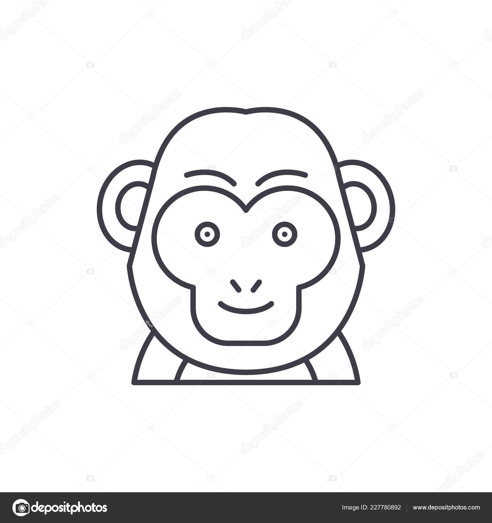ícone Do Contorno Do Macaco Com Desenho De Uma Linha Ilustração do
