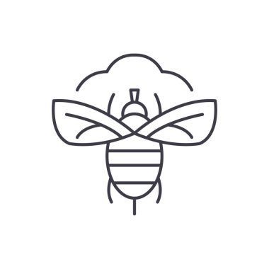 Sinek çizgi simgesini kavramı. Uçmak vektör lineer illüstrasyon, sembol, işareti