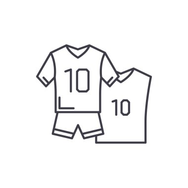 Futbol oyun çizgi simgesini kavramı. Futbol oyun vektör lineer illüstrasyon, sembol, işareti