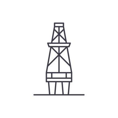 Yakıt üretim hattı simgesi kavramı. Yakıt üretim vektör lineer illüstrasyon, sembol, işareti