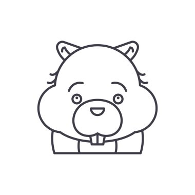 Komik kunduz satırı simgesi kavramı. Komik kunduz vektör lineer illüstrasyon, sembol, işareti