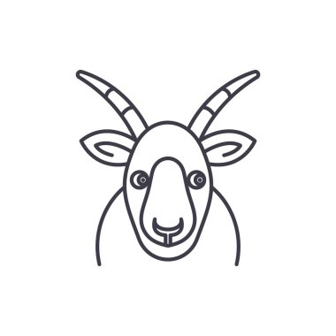 Komik keçi satırı simgesi kavramı. Komik keçi vektör lineer illüstrasyon, sembol, işareti