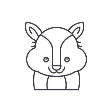 Komik rakun satırı simgesi kavramı. Komik rakun vektör lineer illüstrasyon, sembol, işareti