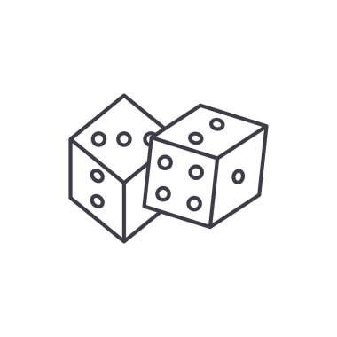 Oyunu zar satırı simgesi kavramının. Oyunu zar vektör lineer illüstrasyon, sembol, işareti