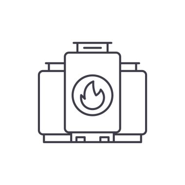 Gaz Kazan satırı simgesi kavramı. Gaz Kazan vektör lineer illüstrasyon, sembol, işareti