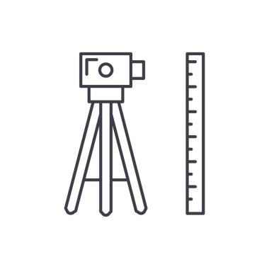 Jeodezi satırı simgesi kavramı. Jeodezi vektör lineer illüstrasyon, sembol, işareti