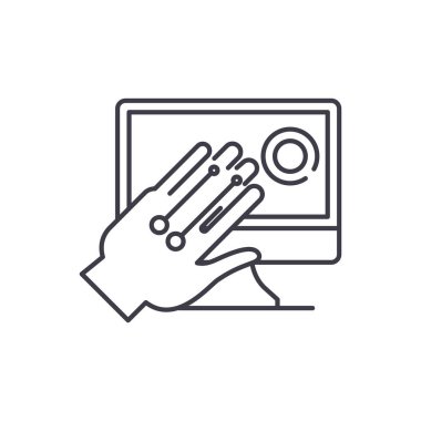 Jest tanıma sistemi satırı simgesi kavramı. Jest tanıma sistemi vektör lineer illüstrasyon, sembol, işareti